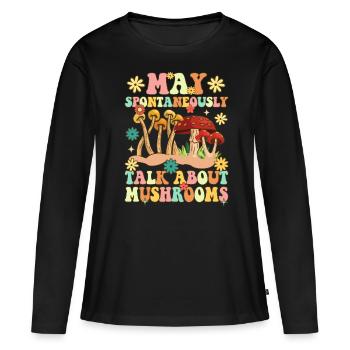 Groovy Pilzjagd - Frauen Premium Bio Langarmshirt - Schwarz - Vorne - Julia (174cm)