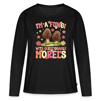 Groovy Pilzjagd - Frauen Premium Bio Langarmshirt - Schwarz - Vorne - Julia (174cm)