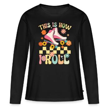 Groovy Patinage à roulettes Rollschuhfahrer - T-shirt manches longues Premium bio Femme - noir - Devant - Julia (174cm)
