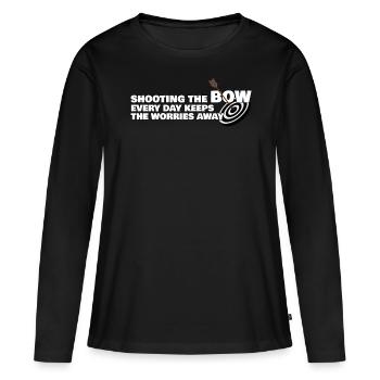 Archery long bow compound bow - Frauen Premium Bio Langarmshirt - Schwarz - Vorne - Julia (174cm)