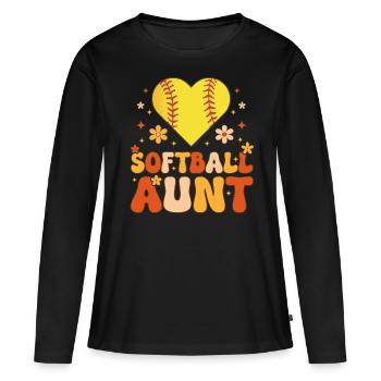 Joueur de softball groovy - T-shirt manches longues Premium bio Femme - noir - Devant - Julia (174cm)