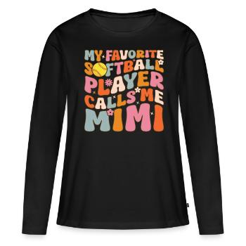 Softball-Oma - Frauen Premium Bio Langarmshirt - Schwarz - Vorne - Julia (174cm)