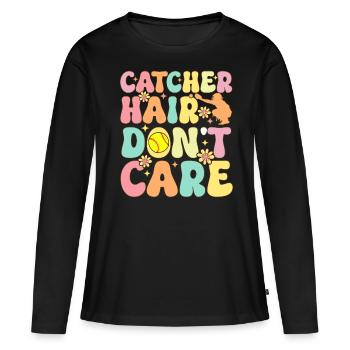 Softball Catcher Joueur de softball - T-shirt manches longues Premium bio Femme - noir - Devant - Julia (174cm)