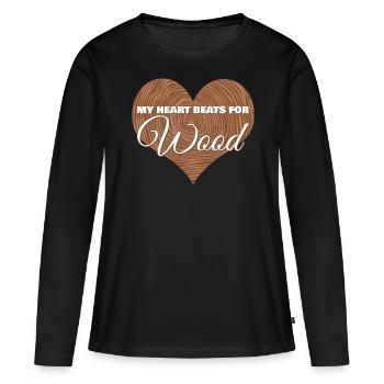 Bûcheron Bois Charpentier Bois De Chauffage - T-shirt manches longues Premium bio Femme - noir - Devant - Julia (174cm)