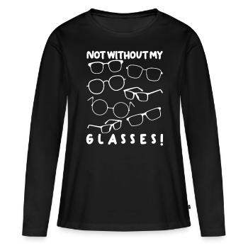 Lunettes Lunettes Lunettes Optique - T-shirt manches longues Premium bio Femme - noir - Devant - Julia (174cm)