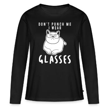 Lunettes pour chats Lunettes Optiques - T-shirt manches longues Premium bio Femme - noir - Devant - Julia (174cm)