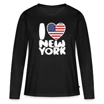 J’adore New York - T-shirt manches longues Premium bio Femme - noir - Devant - Julia (174cm)