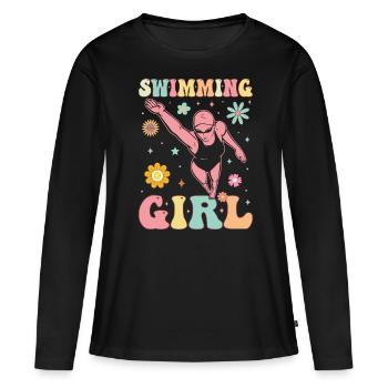Nageur groovy - T-shirt manches longues Premium bio Femme - noir - Devant - Julia (174cm)