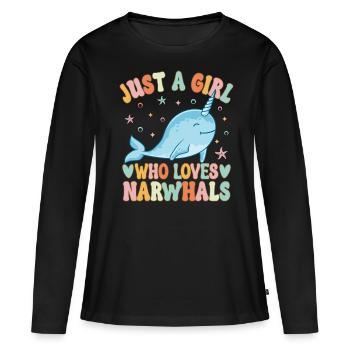Narval Fille Narval Amant - T-shirt manches longues Premium bio Femme - noir - Devant - Julia (174cm)
