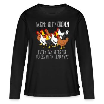 Poulets Volaille Poulet Éleveur - T-shirt manches longues Premium bio Femme - noir - Devant - Julia (174cm)