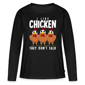 Poulet Fermier Poulets Volaille - T-shirt manches longues Premium bio Femme - noir - Devant - Julia (174cm)