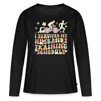 Triathlon-Ehefrau - Frauen Premium Bio Langarmshirt - Schwarz - Vorne - Julia (174cm)