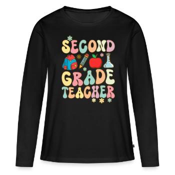 Groovy Elementary School Teacher - Women's Premium Organic Long Sleeve Shirt - black - Front - Julia (174cm)