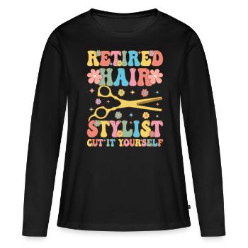 Coiffeur Groovy - T-shirt manches longues Premium bio Femme - noir - Devant - Julia (174cm)