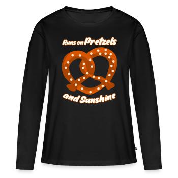 Bretzel - T-shirt manches longues Premium bio Femme - noir - Devant - Julia (174cm)
