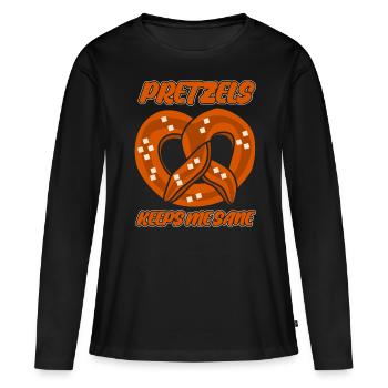 Bretzel Boulangerie Bretzels - T-shirt manches longues Premium bio Femme - noir - Devant - Julia (174cm)