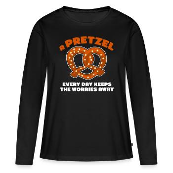 Bretzels Bretzel Bavière - T-shirt manches longues Premium bio Femme - noir - Devant - Julia (174cm)