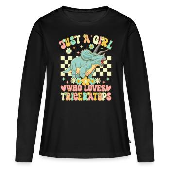 Dinosaure groovy - T-shirt manches longues Premium bio Femme - noir - Devant - Julia (174cm)