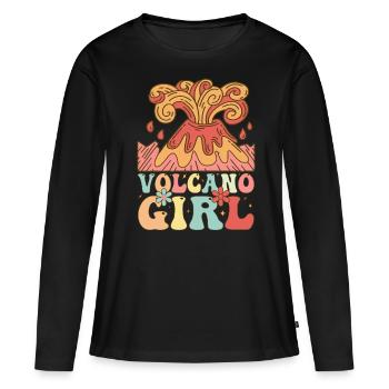 Groovy Volcanoes Weibliche Vulkanliebhaberin Geolo - Frauen Premium Bio Langarmshirt - Schwarz - Vorne - Julia (174cm)