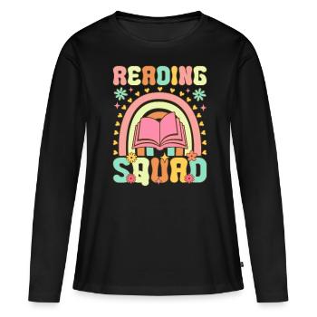 Groovy Book Reader - Women's Premium Organic Long Sleeve Shirt - black - Front - Julia (174cm)
