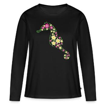 Hippocampe Hippocampe - T-shirt manches longues Premium bio Femme - noir - Devant - Julia (174cm)
