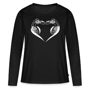 Hippocampe Coeur Hippocampes - T-shirt manches longues Premium bio Femme - noir - Devant - Julia (174cm)