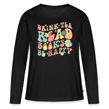 Groovy Book Reader - Women's Premium Organic Long Sleeve Shirt - black - Front - Julia (174cm)