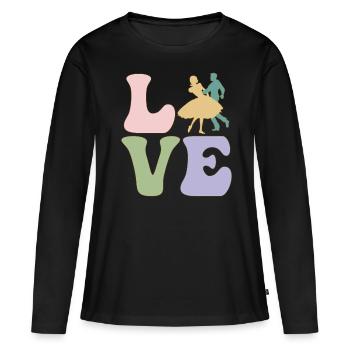 LOVE Square Dance Tanzen - Frauen Premium Bio Langarmshirt - Schwarz - Vorne - Julia (174cm)