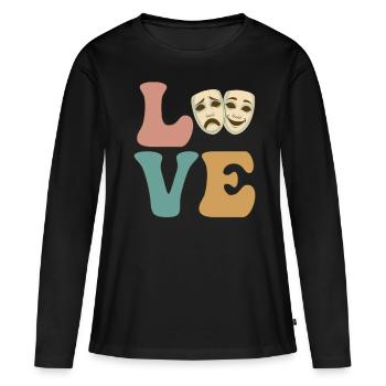 AMOUR, Théâtre, Drame, Comédie, Théâtre de mascarade - T-shirt manches longues Premium bio Femme - noir - Devant - Julia (174cm)