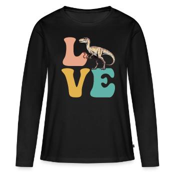LOVE Velociraptor Dinosaur - Women's Premium Organic Long Sleeve Shirt - black - Front - Julia (174cm)