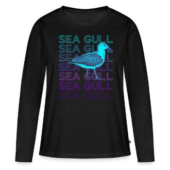 Seemöwe Möwe Seevogel Retro - Frauen Premium Bio Langarmshirt - Schwarz - Vorne - Julia (174cm)
