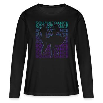 Square Dance Tanzen Retro - Frauen Premium Bio Langarmshirt - Schwarz - Vorne - Julia (174cm)