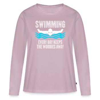 Triathlon Piscine Nageur - T-shirt manches longues Premium bio Femme - rose poudré - Devant - Julia (174cm)