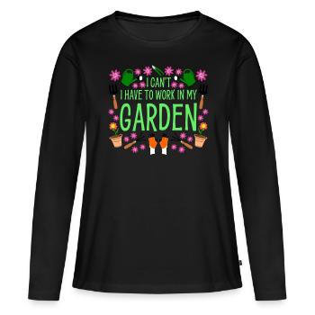 Jardinier amateur Jardinier Jardinier Gala Builder - T-shirt manches longues Premium bio Femme - noir - Devant - Julia (174cm)