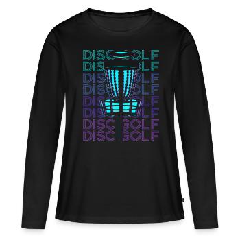 Disc-Golf Disc-Golfing Disc-Golfer Retro - Frauen Premium Bio Langarmshirt - Schwarz - Vorne - Julia (174cm)
