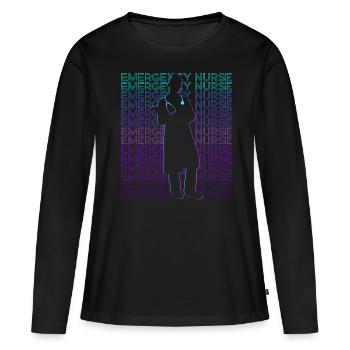 Infirmière d’urgence Infirmière d’urgence Retro - T-shirt manches longues Premium bio Femme - noir - Devant - Julia (174cm)