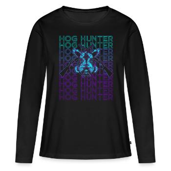Hog Hunt Hog Hunter Rétro - T-shirt manches longues Premium bio Femme - noir - Devant - Julia (174cm)