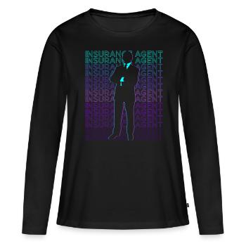 Agent d’assurance Courtier d’assurance Rétro - T-shirt manches longues Premium bio Femme - noir - Devant - Julia (174cm)