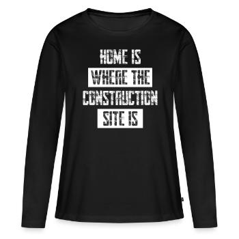Ouvrier de la construction sur un chantier de construction - T-shirt manches longues Premium bio Femme - noir - Devant - Julia (174cm)