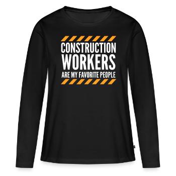 Directeur de la construction Ouvrier de la construction - T-shirt manches longues Premium bio Femme - noir - Devant - Julia (174cm)