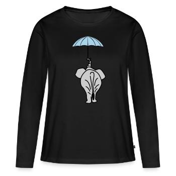 Elephant with Umbrella Elephants - Frauen Premium Bio Langarmshirt - Schwarz - Vorne - Julia (174cm)