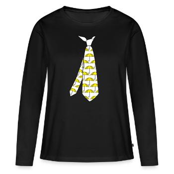 Yellow Umbrella Tie with Umbrellas - Frauen Premium Bio Langarmshirt - Schwarz - Vorne - Julia (174cm)