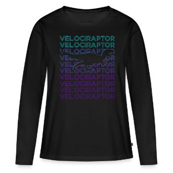 Velociraptor Dinosaure Rétro - T-shirt manches longues Premium bio Femme - noir - Devant - Julia (174cm)