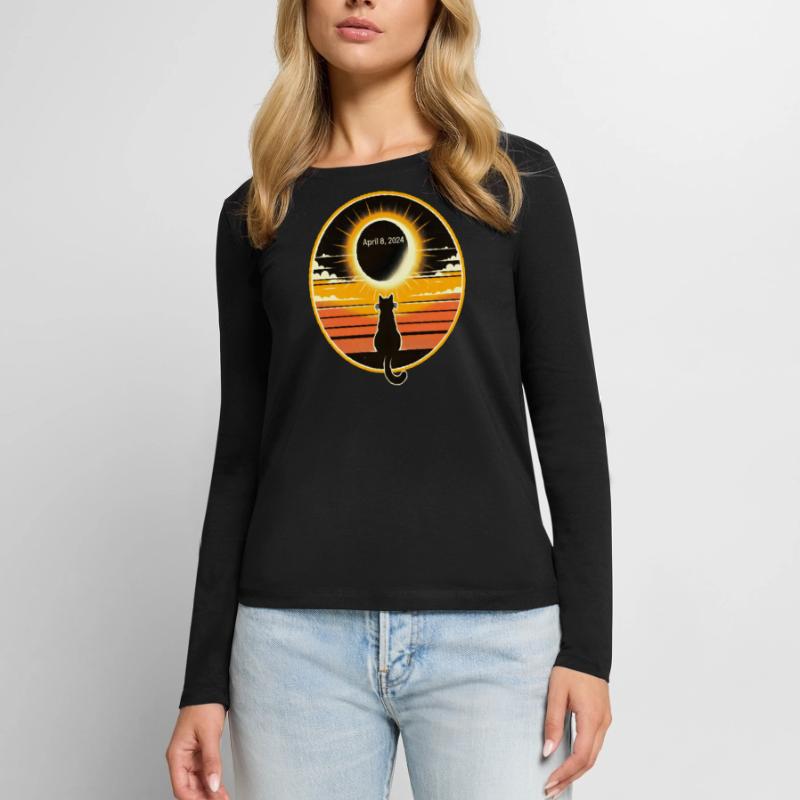 Cat Solar April 8, 2024 Eclipse Sunset Women's Premium Organic Long Sleeve Shirt