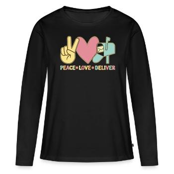 Frieden Liebe Liefern Postdienst Postangestellter - Frauen Premium Bio Langarmshirt - Schwarz - Vorne - Julia (174cm)