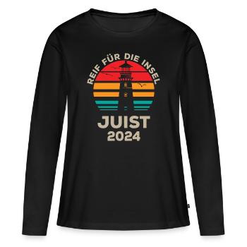 Juist 2024 - Conception du phare de l’île de loisirs à l’état pur - T-shirt manches longues Premium bio Femme - noir - Devant - Julia (174cm)