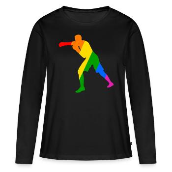 Boxeur dans l’arc-en-ciel - T-shirt manches longues Premium bio Femme - noir - Devant - Julia (174cm)