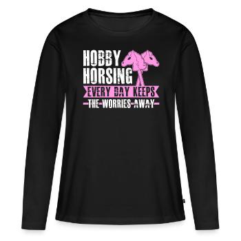 Horsing de loisir - T-shirt manches longues Premium bio Femme - noir - Devant - Julia (174cm)