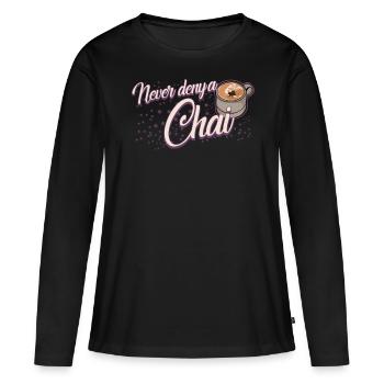 Chai Tea Joke Chai Latte - T-shirt manches longues Premium bio Femme - noir - Devant - Julia (174cm)