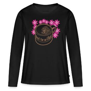 Thé Chai - T-shirt manches longues Premium bio Femme - noir - Devant - Julia (174cm)